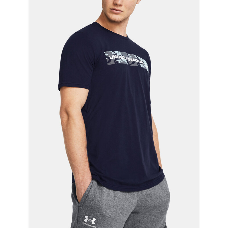 Under Armour Tričko UA CAMO CHEST STRIPE SS-BLU - Pánské