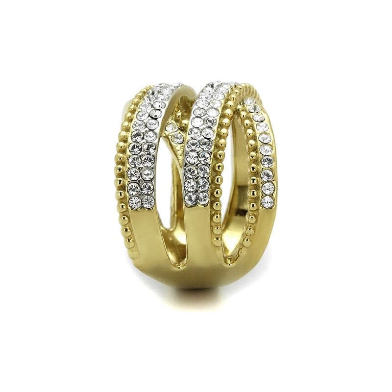 US Ocelový, pozlacený dámský prsten s krystaly Swarovski Ocel 316 - Kenzie