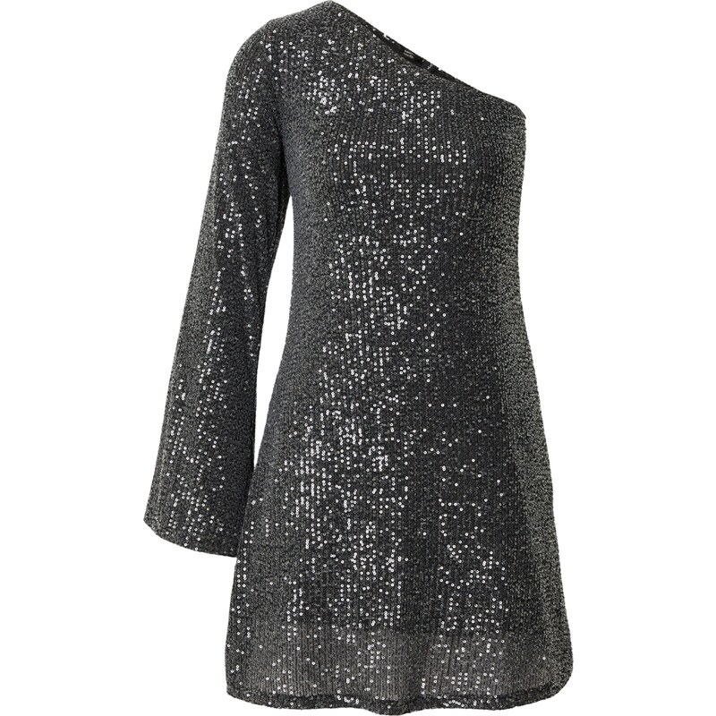 River Island Koktejlové šaty tmavě šedá / stříbrná