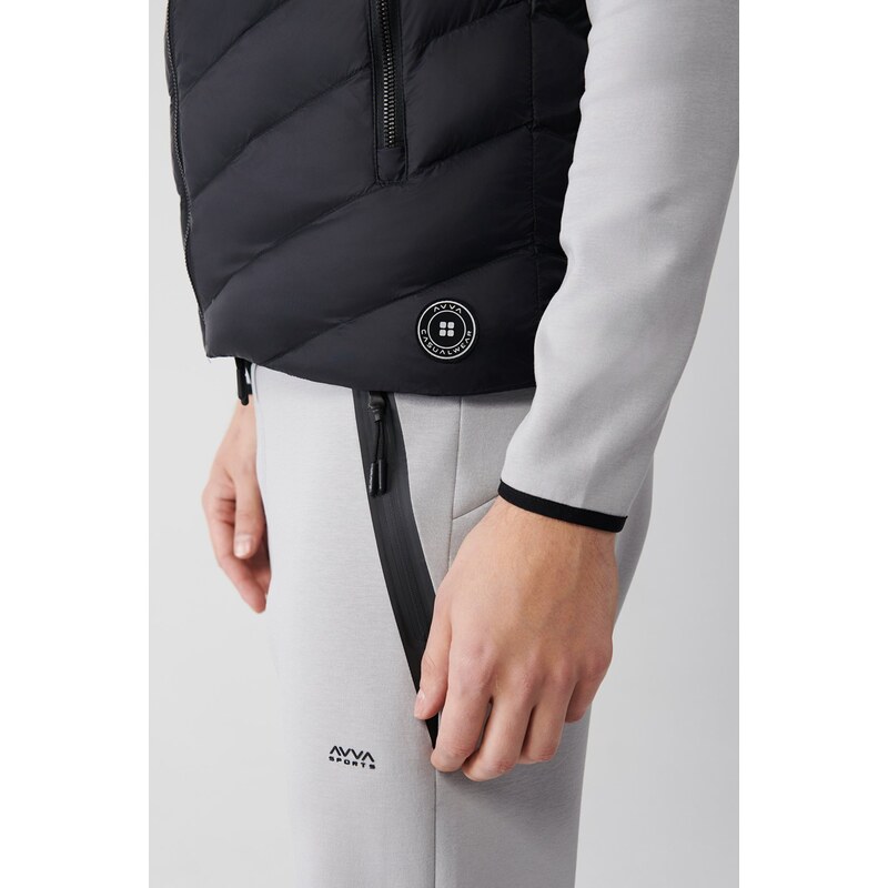 Avva Men's Black Down Vest Goose Down Water Repellent Windproof Comfort Fit