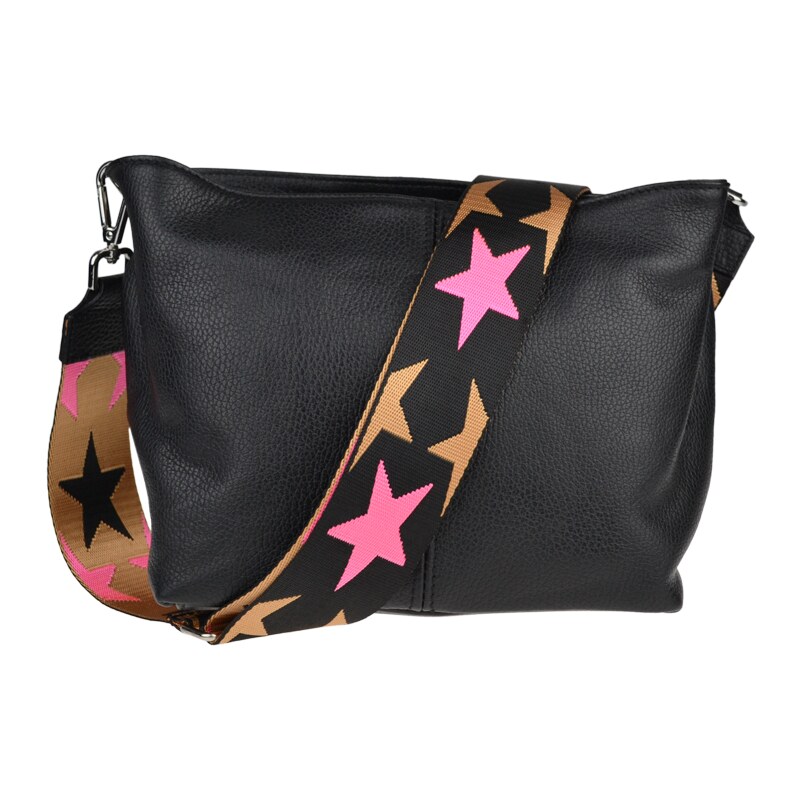 Černá kožená italská crossbody kabelka Batilda Nera s přídavným