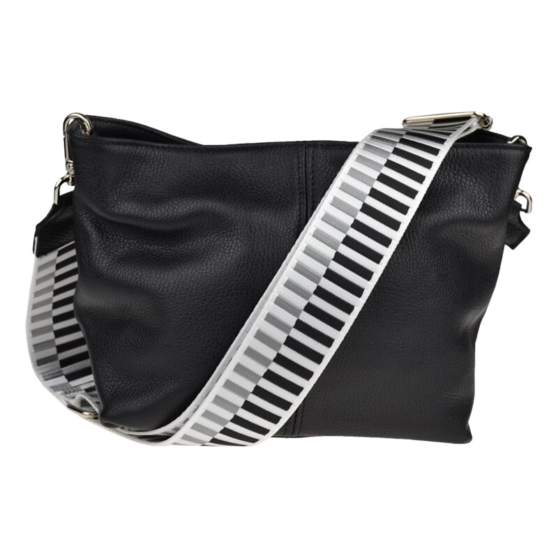 Černá kožená italská crossbody kabelka Batilda Nera s přídavným