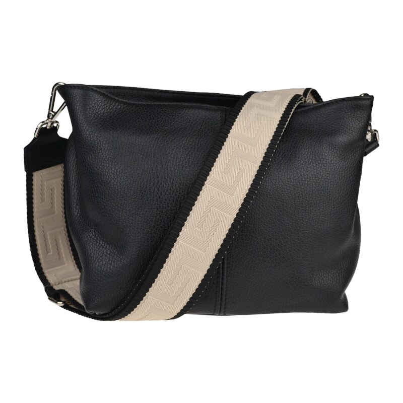 Černá kožená italská crossbody kabelka Batilda Nera s přídavným