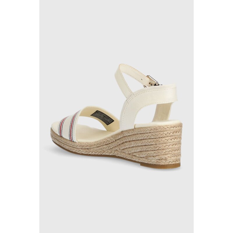 Sandály Tommy Hilfiger SHIRTING WEDGE SANDAL béžová barva, FW0FW07887