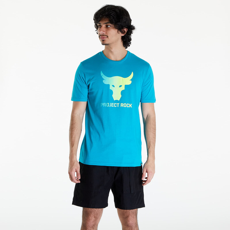 Pánské tričko Under Armour Project Rock Payoff Graphic Short Sleeve Tee Circuit Teal/ Radial Turquoise/ High-Vis Yellow