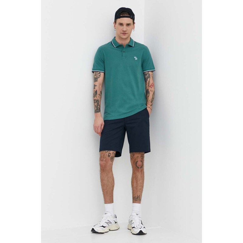 Polo tričko Abercrombie & Fitch zelená barva, s aplikací