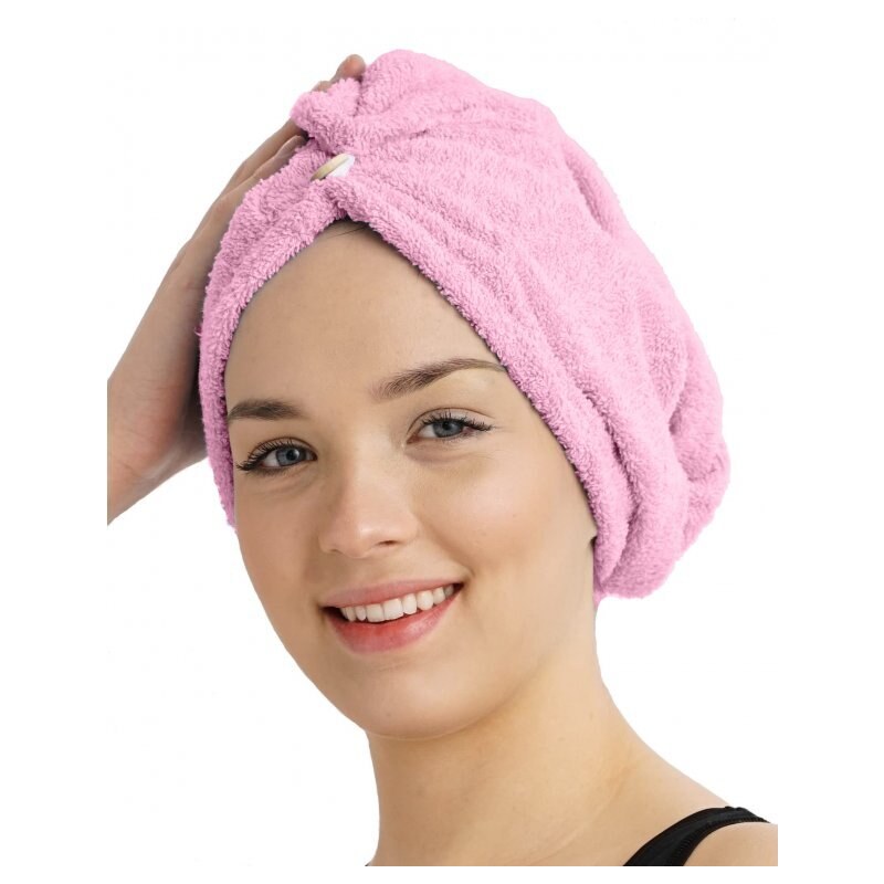 Froté turban na vlasy, růžový