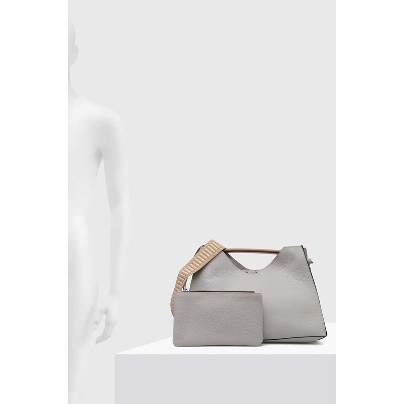 Kožená kabelka Gianni Chiarini šedá barva