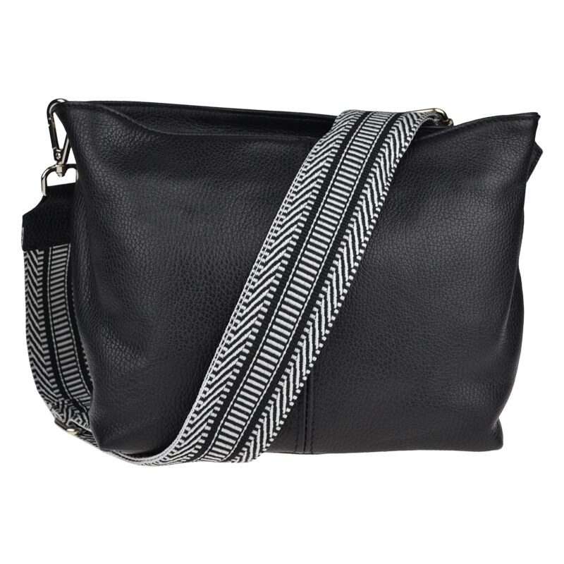 Černá kožená italská crossbody kabelka Batilda Nera s přídavným