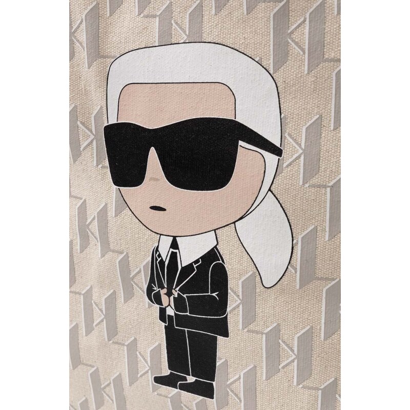 Bavlněná kabelka Karl Lagerfeld béžová barva