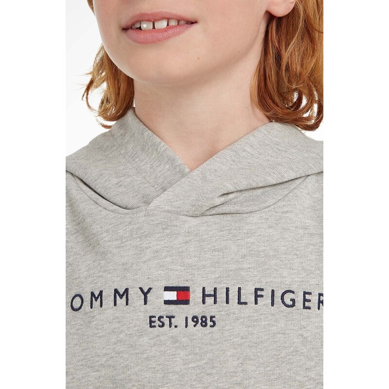 Dětská bavlněná mikina Tommy Hilfiger šedá barva, s aplikací