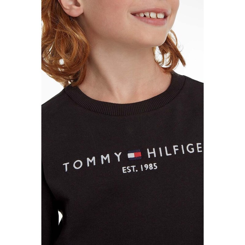 Dětská bavlněná mikina Tommy Hilfiger černá barva, s aplikací