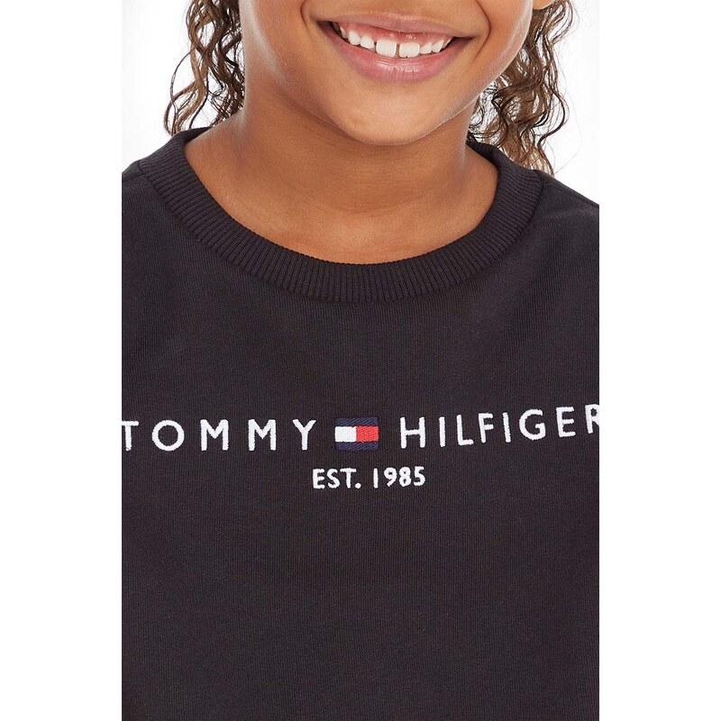 Dětská bavlněná mikina Tommy Hilfiger černá barva, s aplikací