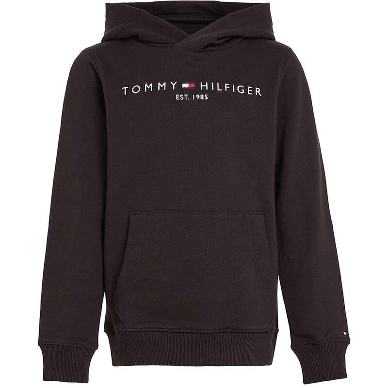 Dětská bavlněná mikina Tommy Hilfiger černá barva, s aplikací