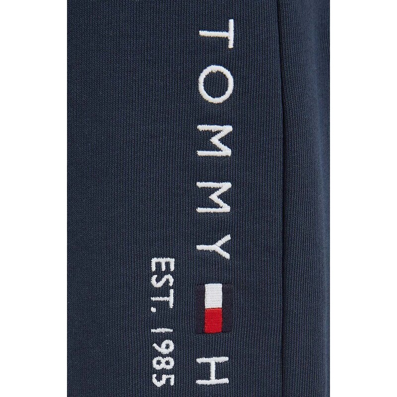 Dětské kalhoty Tommy Hilfiger tmavomodrá barva, s aplikací