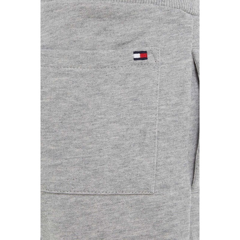 Dětské kalhoty Tommy Hilfiger šedá barva, s aplikací