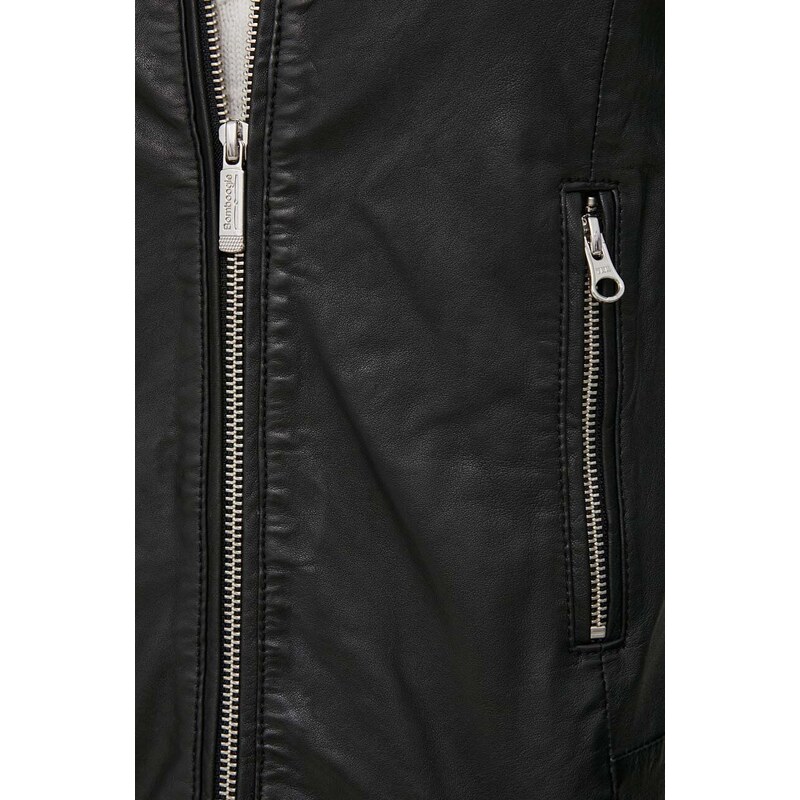 Kožená bunda Bomboogie dámská, černá barva, přechodná, JWNATYPSBE4