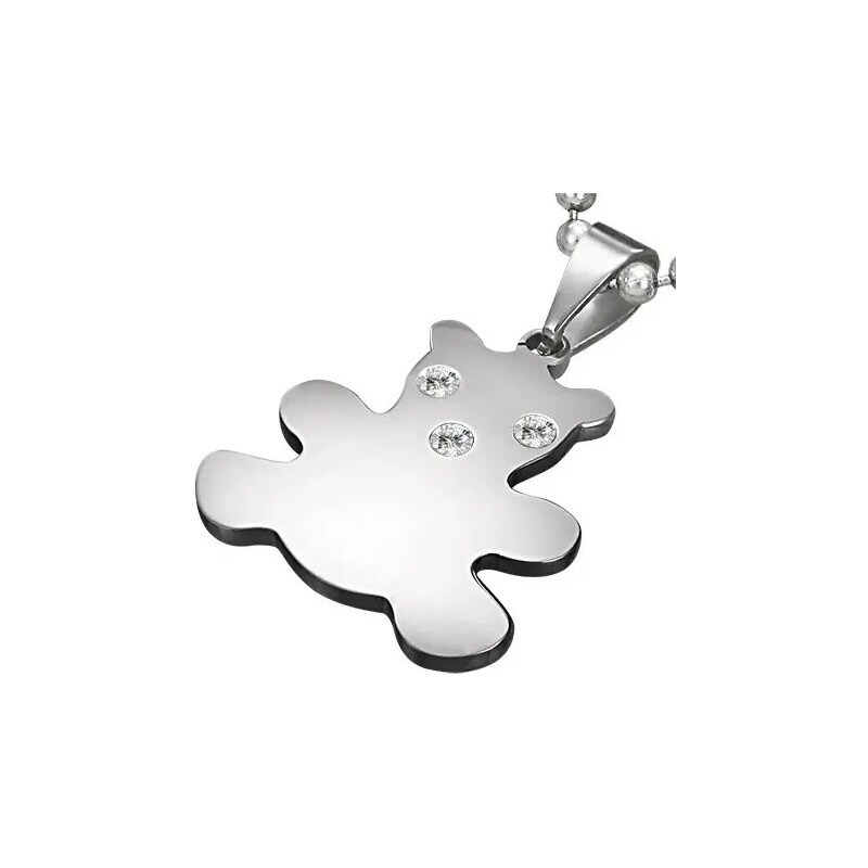 Šperky Eshop - Přívěsek z chirurgické oceli stříbrné barvy, medvídek se zirkony AA07.28
