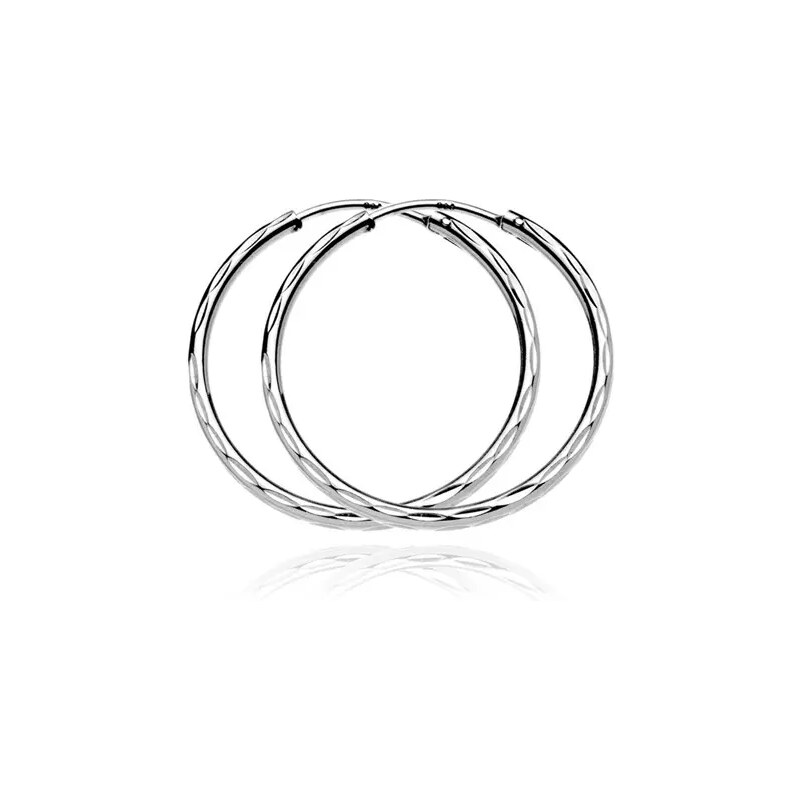 Šperky Eshop - Stříbrné kruhy 925 - vyhloubené tři řady lístků, 40 mm A5.10