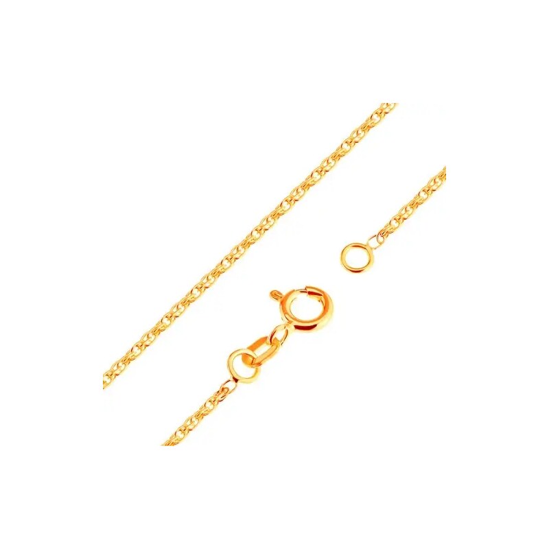 Šperky Eshop - Blýskavý řetízek ze žlutého 18K zlata - blýskavá propojená oválná očka, 500 mm S3GG172.13