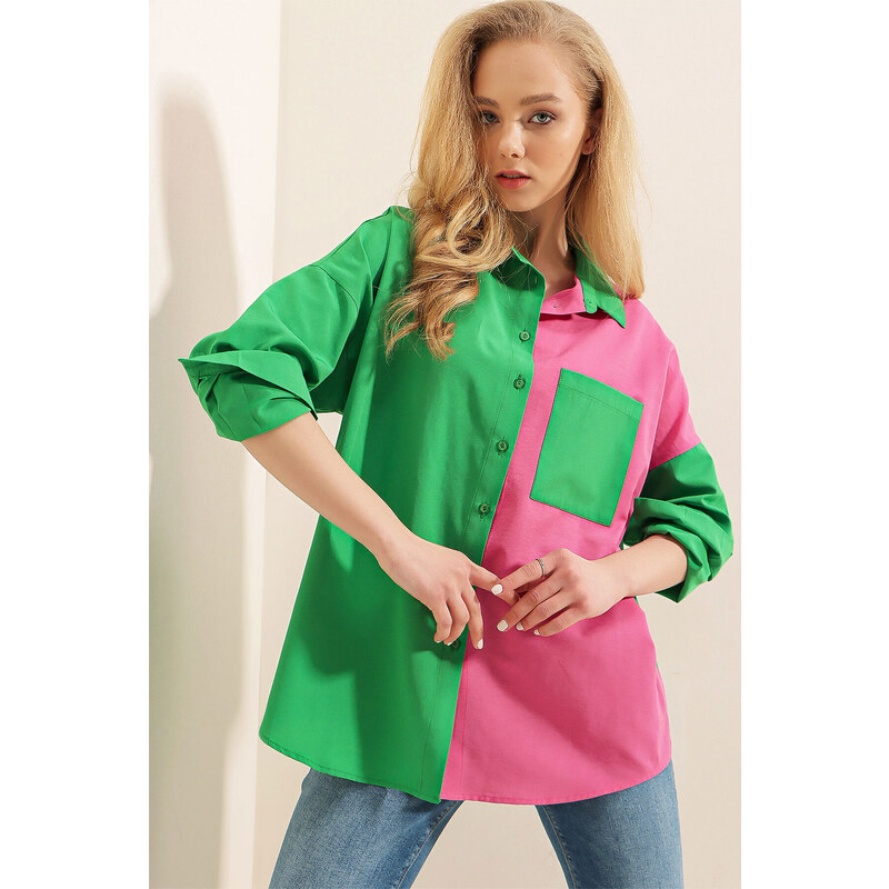 Bigdart 20116 Color Block Shirt - Green