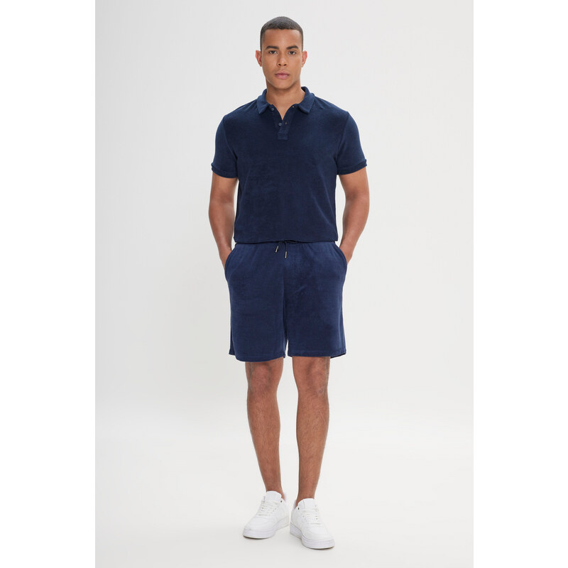 ALTINYILDIZ CLASSICS Men's Navy Blue Standard Fit Regular Fit Towel Shorts