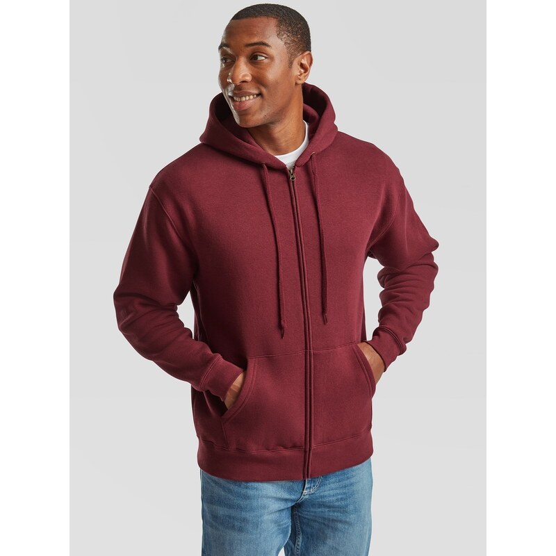 Burgundy Mens Hoodie Premium Fruit of the Loom