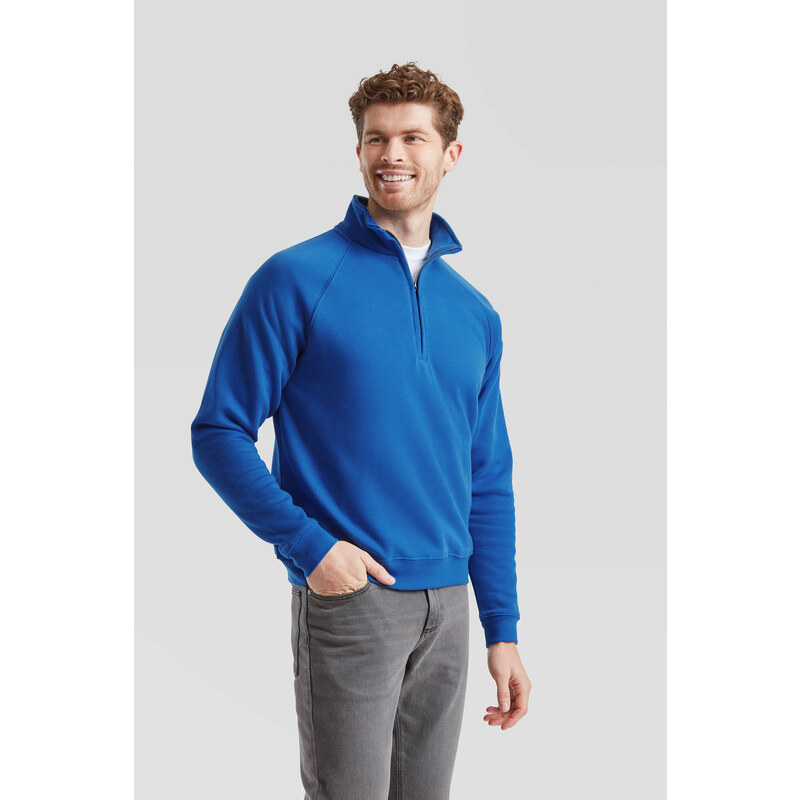 Blue Men's Sweatshirt Zip Neck Sweat Fruit of the Loom