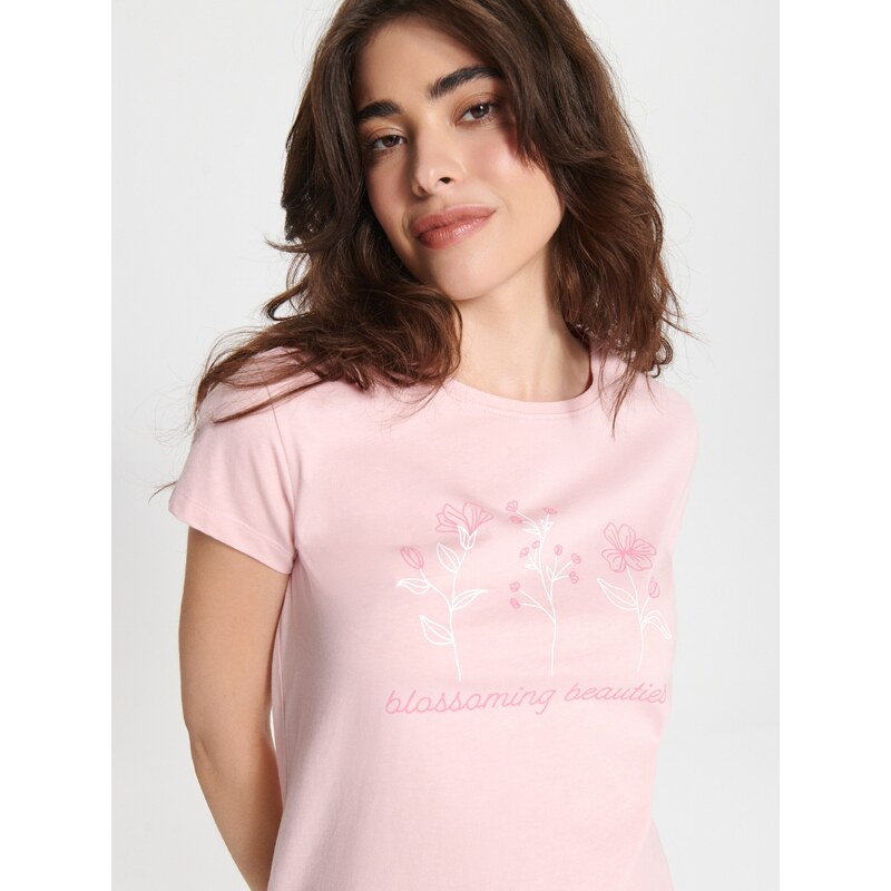 Sinsay - Bavlněná pyžamová souprava - růžová