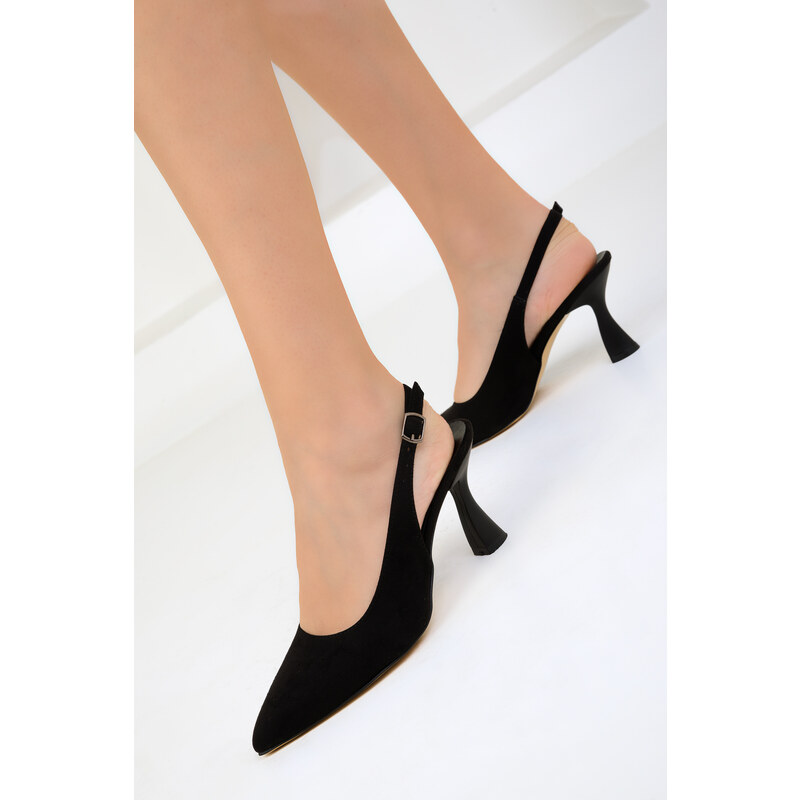 Soho Black Suede Women's Classic Heeled Shoes 16835