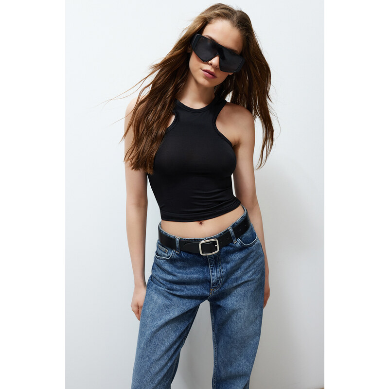 Trendyol Black Strap Flexible Fitted Knitted Undershirt 115606430
