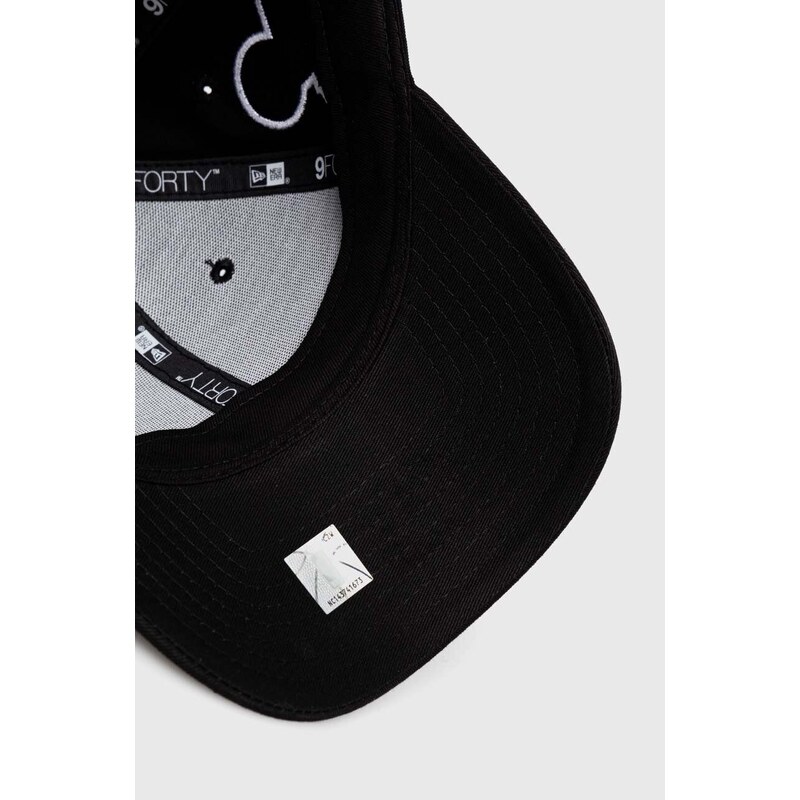 Bavlněná baseballová čepice New Era LOS ANGELES LAKERS černá barva, s aplikací
