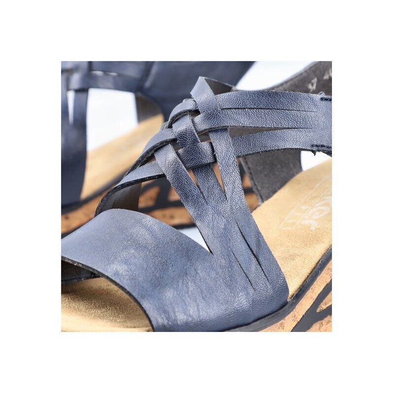 Dámské sandály na klínku Rieker 68179-14 modrá