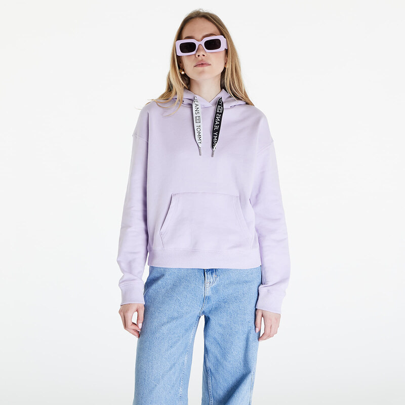 Tommy Hilfiger Dámská mikina Tommy Jeans Boxy Logo Drawcord Hoodie Lavender Flower