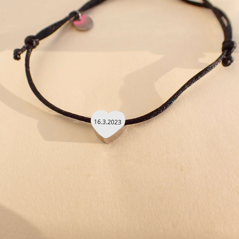 MIDORINI.CZ Personalizované šperky - dámský náramek Srdíčko s VLASTNÍM TEXTEM, Chirurgická ocel