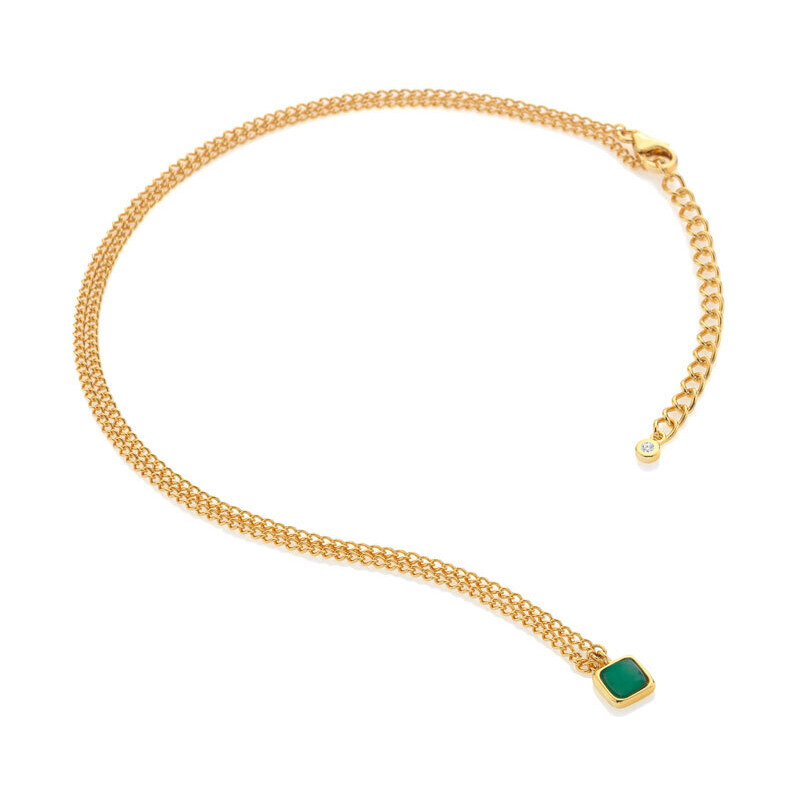 Pozlacený náhrdelník Hot Diamonds X Gemstones se zelený achátem DN197Pozlacený náhrdelník Hot Diamonds X Gemstones se zelený achátem DN197