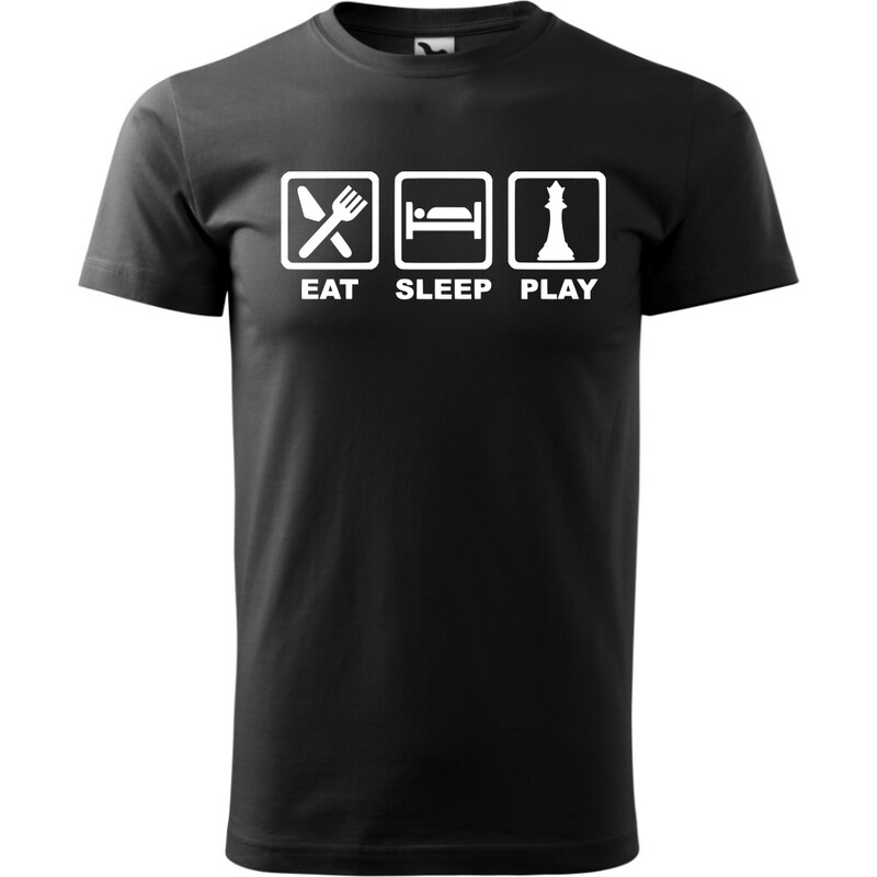 Fenomeno Pánské tričko - Eat sleep chess - černé