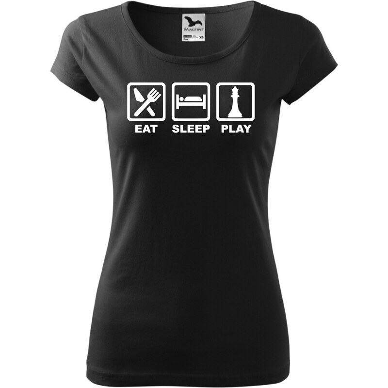 Fenomeno Dámské tričko Eat sleep chess - černé