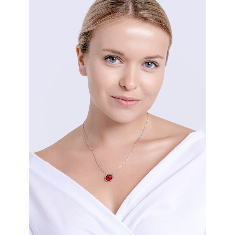 Preciosa náhrdelník Gemini z chir. oceli, český křišťál, červený