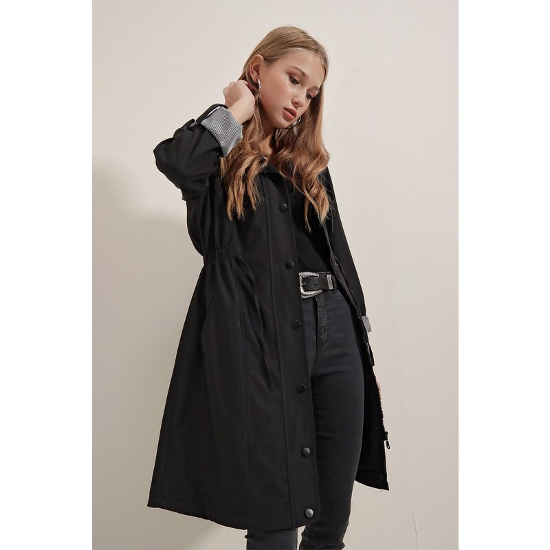 Bigdart 5808 Tie Waist Trench Coat - Black