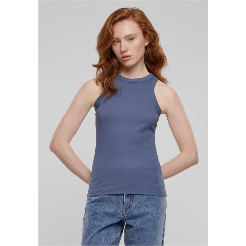 Urban Classics Dámské tílko Racer Back Rib - modré