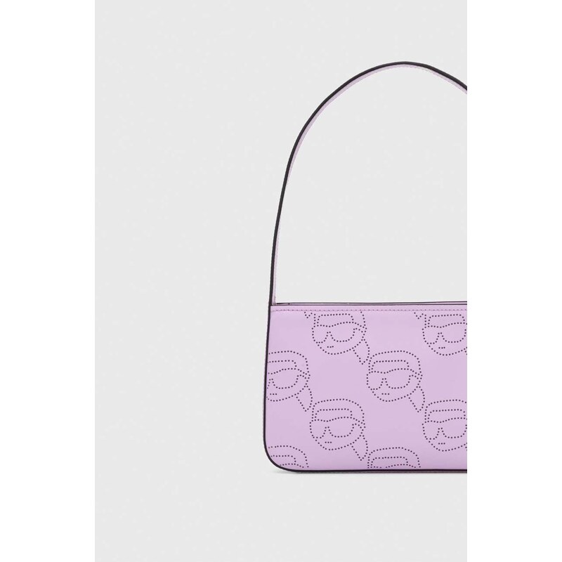 Kožená kabelka Karl Lagerfeld fialová barva
