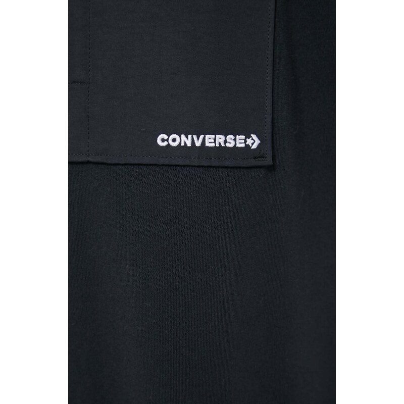 Bavlněné šaty Converse černá barva, mini, oversize