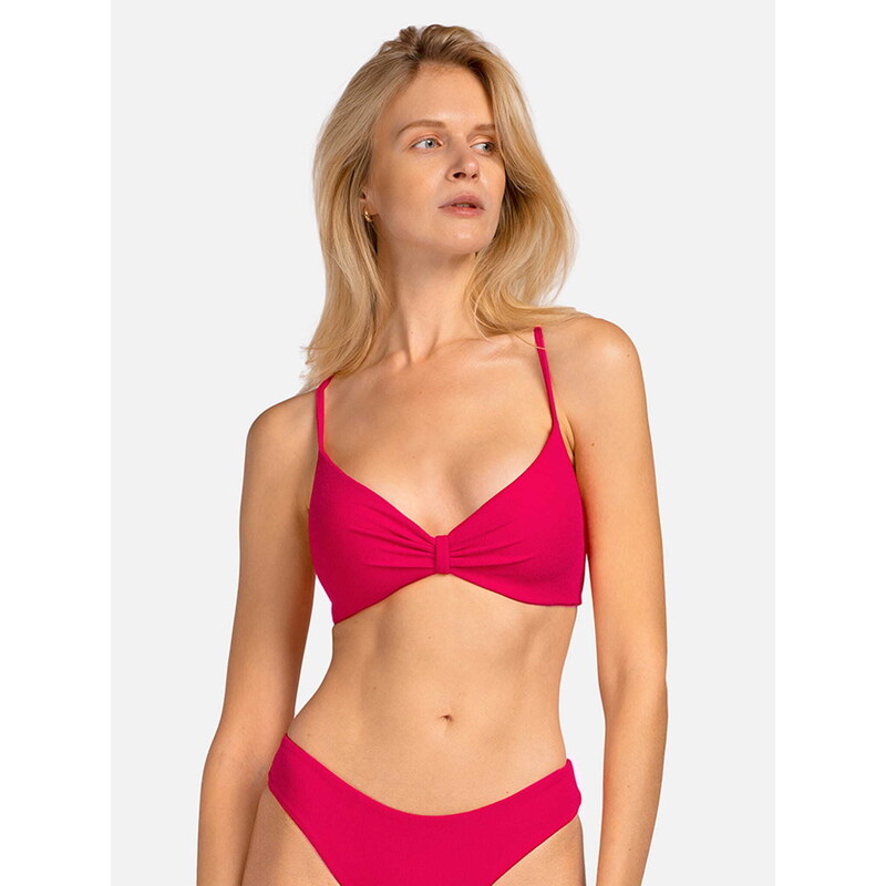 Miss Lou Wiązana góra kąpielowa - Bikini Malinowe frotte (S (36))