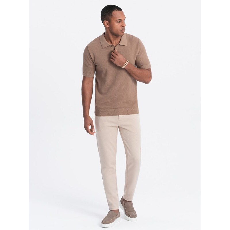 Ombre Clothing Béžové chinos kalhoty V2 PACP-0168