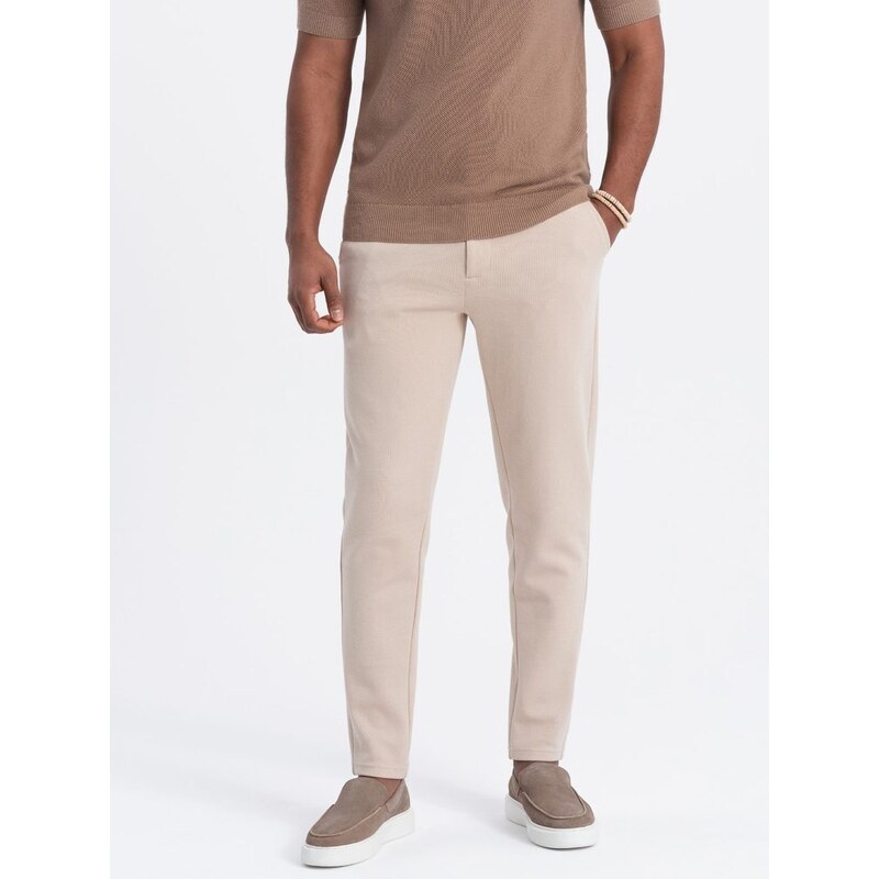 Ombre Clothing Béžové chinos kalhoty V2 PACP-0168