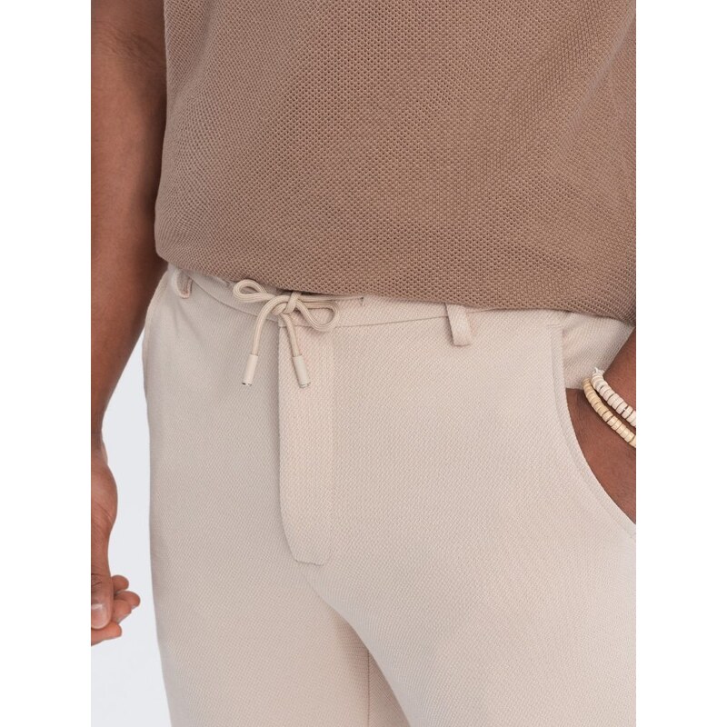 Ombre Clothing Béžové chinos kalhoty V2 PACP-0168