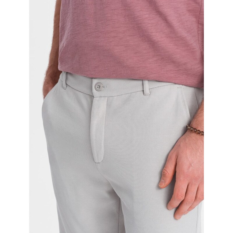 Ombre Clothing Světle šedé chinos kraťasy V5 SRCS-0127