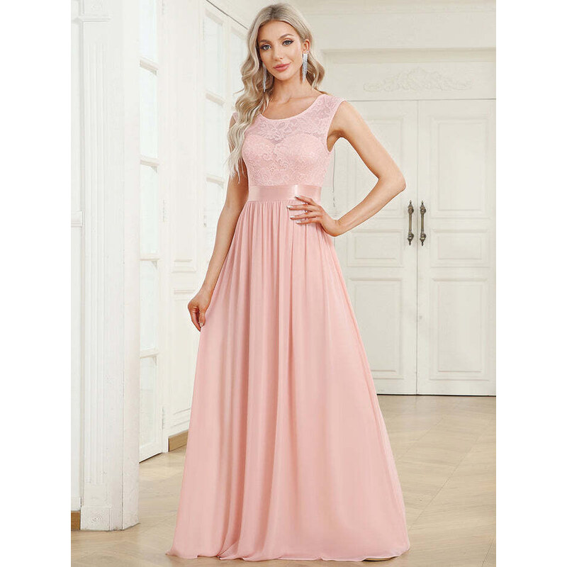Ever Pretty růžové šaty s krajkou 646