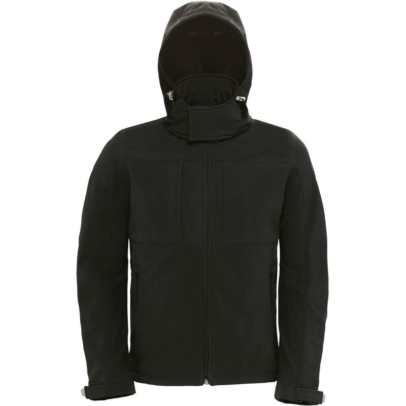 Pánská softshellová bunda s kapucí B&C Hooded Softshell - černá, S